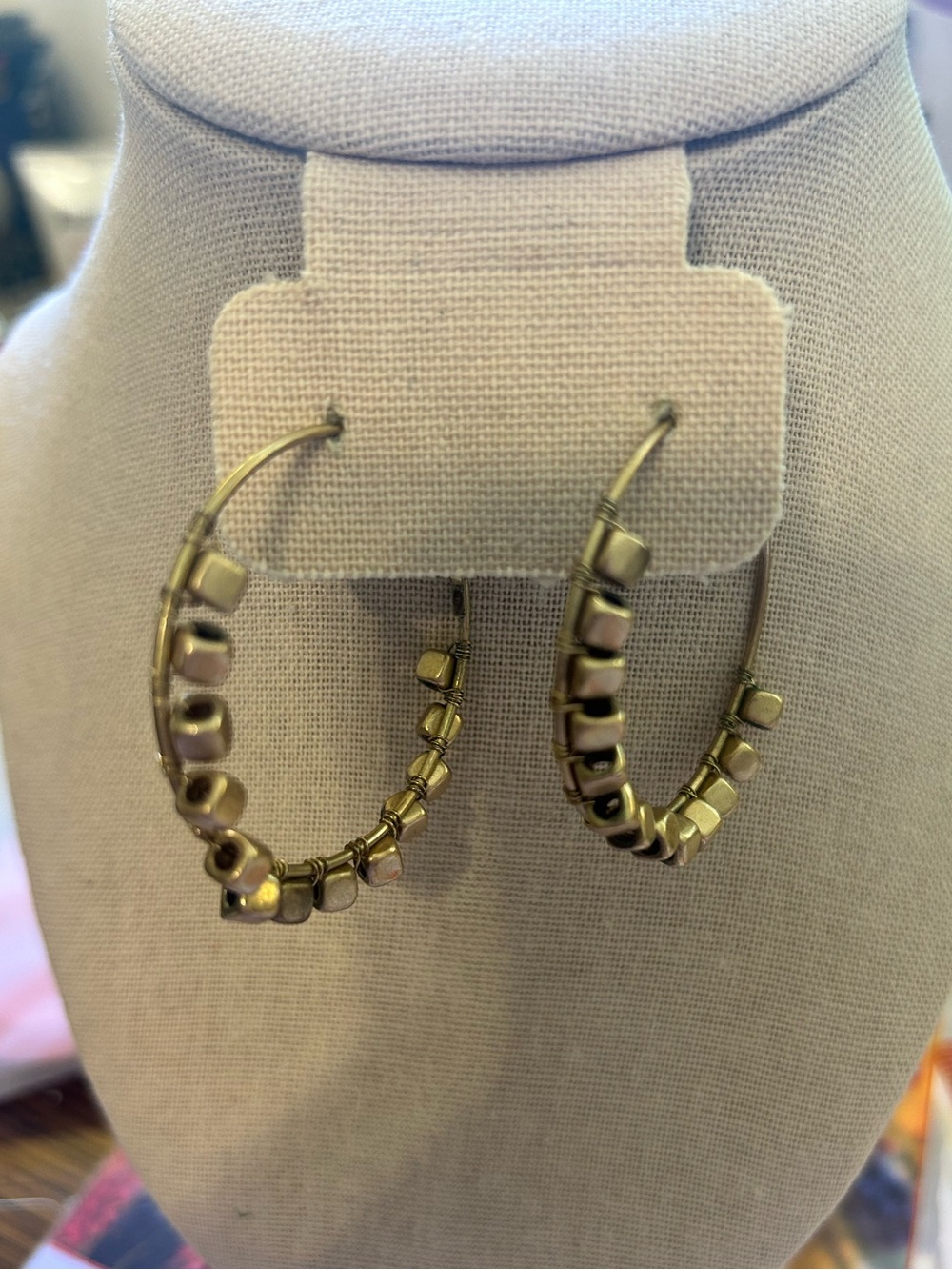 Gold Beaded Hoop Earrings